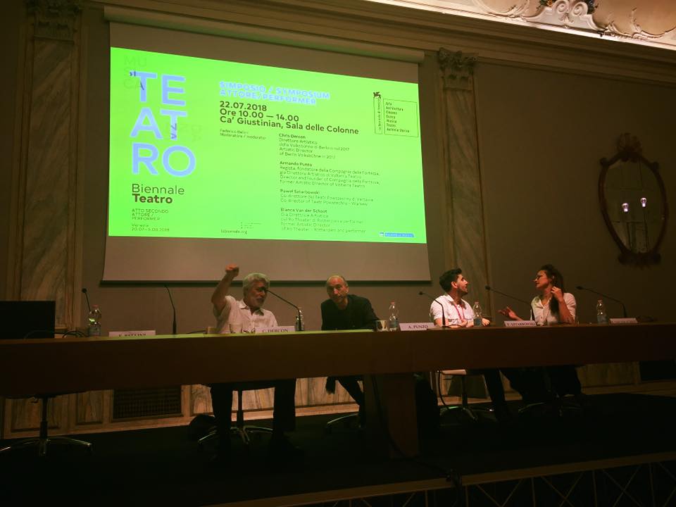 Simposio Attore Performer Chris Dercon, Chris Dercon, Armando Punzo, Pawel Sztarbowsky, Bianca Van der Shoot, @foto Biennale Venezia 2018