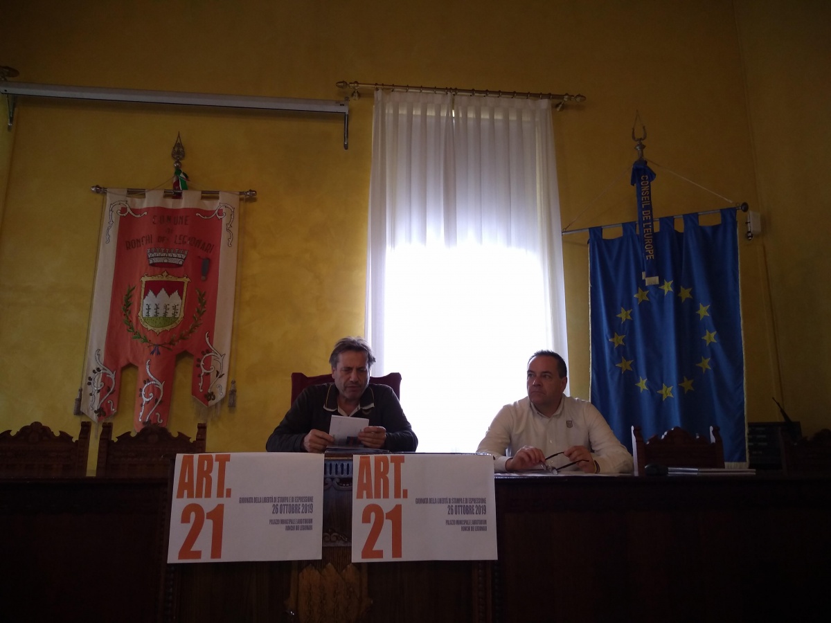 conferenza stampa Comune di Ronchi dei Legionari , Associazione culturale Leali delle Notizie presidente Luca Perrino  sindaco Lino Vecchiet